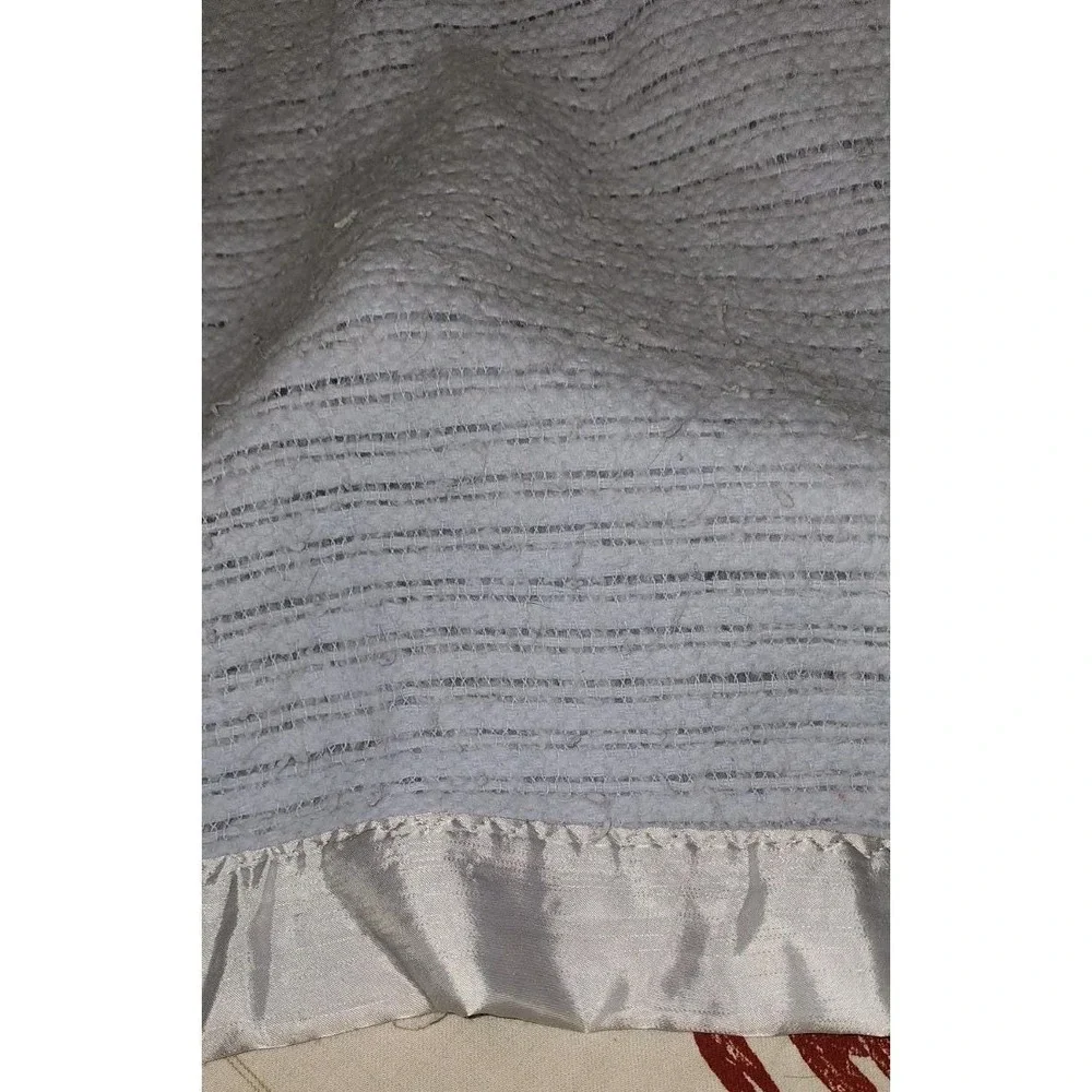 Vtg Light Blue Thermal Waffle Weave Acrylic Blanket Satin Trim Soft 84x90 Full